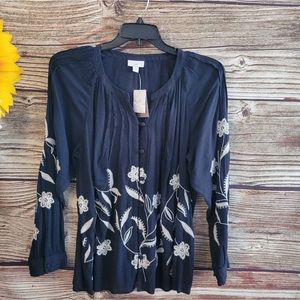 J. Jill embroidered button down top
